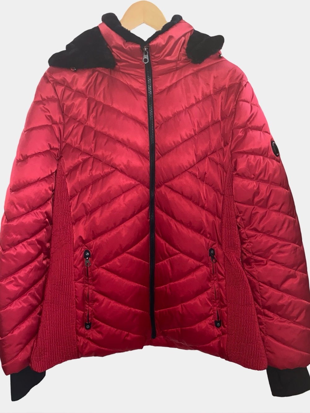 Nautica Women's Red Plus Size Puffer Hooded Jacket Size XXL